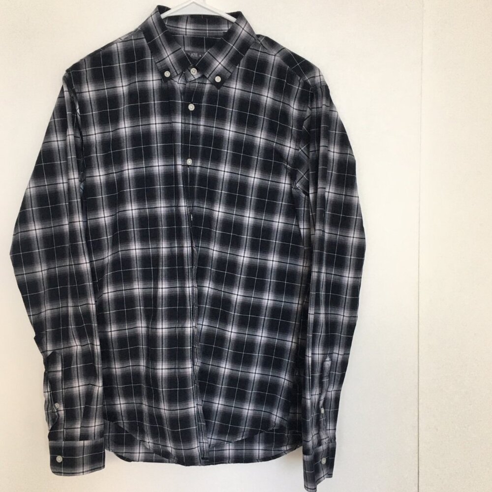 Slate & Stone Button Down 100% Cotton Shirt Plaid Top Long Sleeve